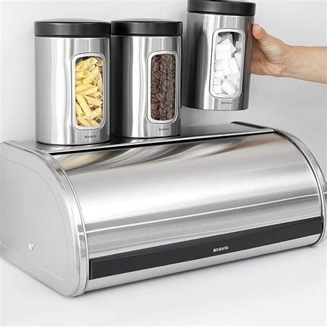 brabantia roll top bread box brilliant steel|Brabantia stainless steel bread bin.